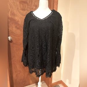 Black textured long sleeve blouse